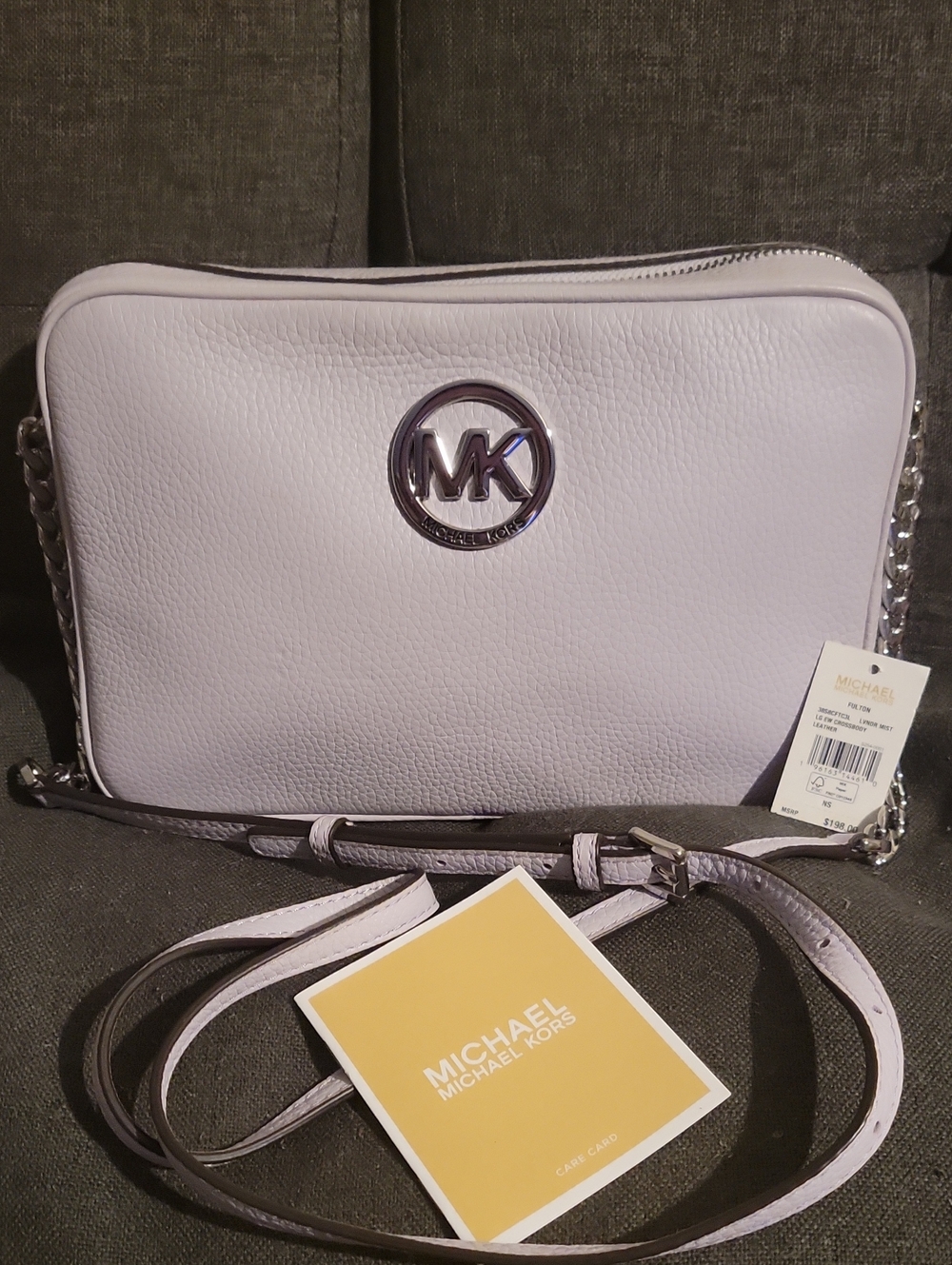 Michael Kors Light Lavender Pebbled Leather Crossbody Bag